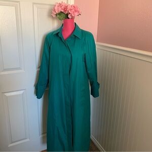 Vintage Teal Women’s London Fog Full Length Raincoat with Inner Coat (zipped in)
